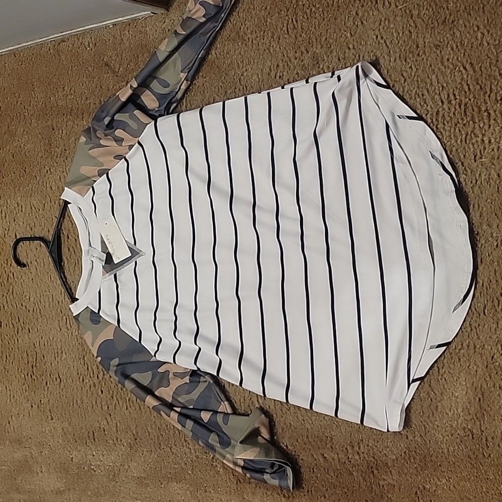 Women's camo striped baseball shirt